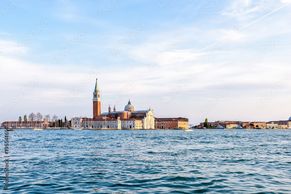 Daylight view from boat to San Giorgio Maggiore church Daylight view from boat to San Giorgio Maggiore church