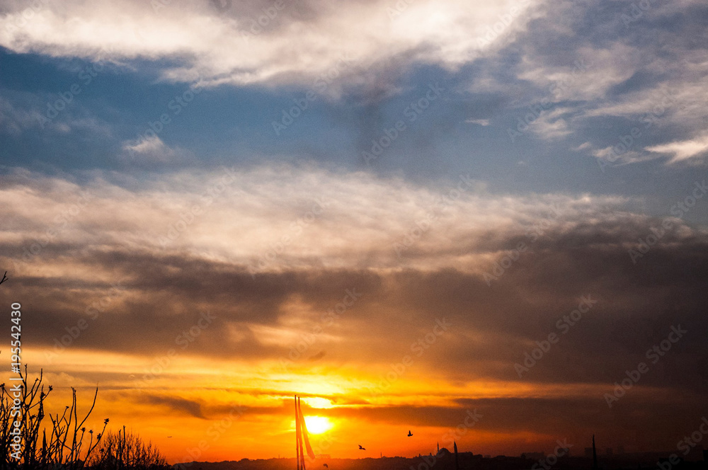 Sunset over the evening