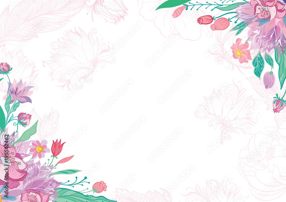 Card with Spring Floral Corners Card with Spring Floral Corners