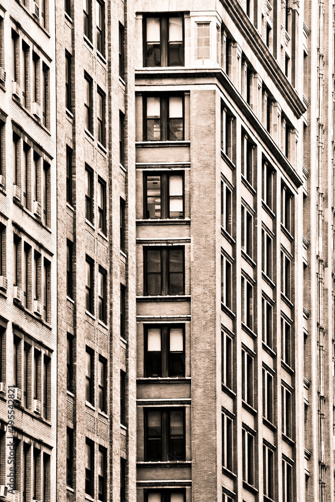 Retro toned image of vintage building facades,