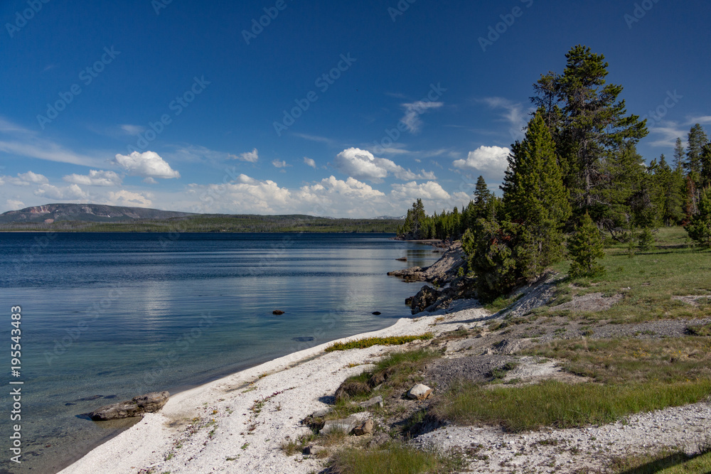 West Thumb Geyser Basin and West Thumb Lake in Yellowstone National Park, Wyoming West Thumb Geyser Basin and West Thumb Lake in Yellowstone National Park, Wyoming