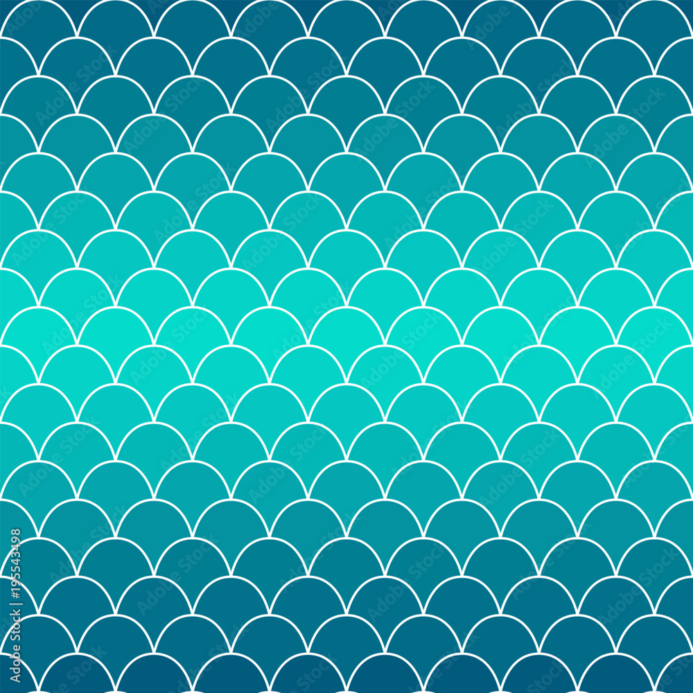Texture of fish scales. Background in blue gradient. Seamless vector pattern. Nice for wallpaper, banner, fabric, paper, scrapbook, backdrop.