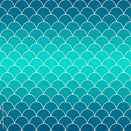 Texture of fish scales. Background in blue gradient. Seamless vector pattern. Nice for wallpaper, banner, fabric, paper, scrapbook, backdrop.