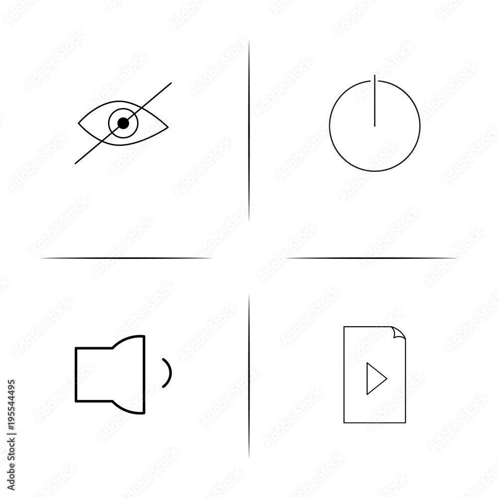 Buttons simple linear icon set.Simple outline icons Buttons simple linear icon set.Simple outline icons
