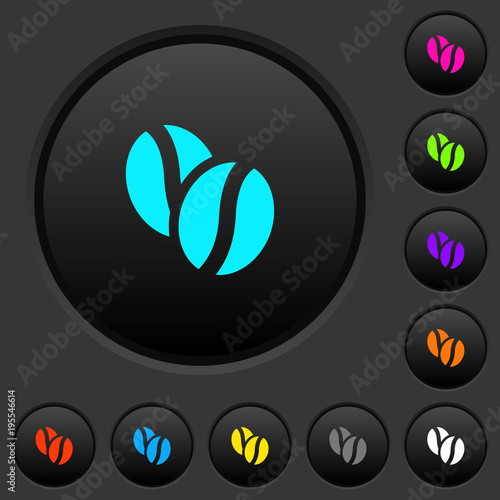 Coffe beans dark push buttons with color icons