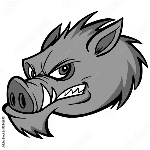Razorback Mascot Illustration - A vector cartoon illustration of a Razorback Mascot.