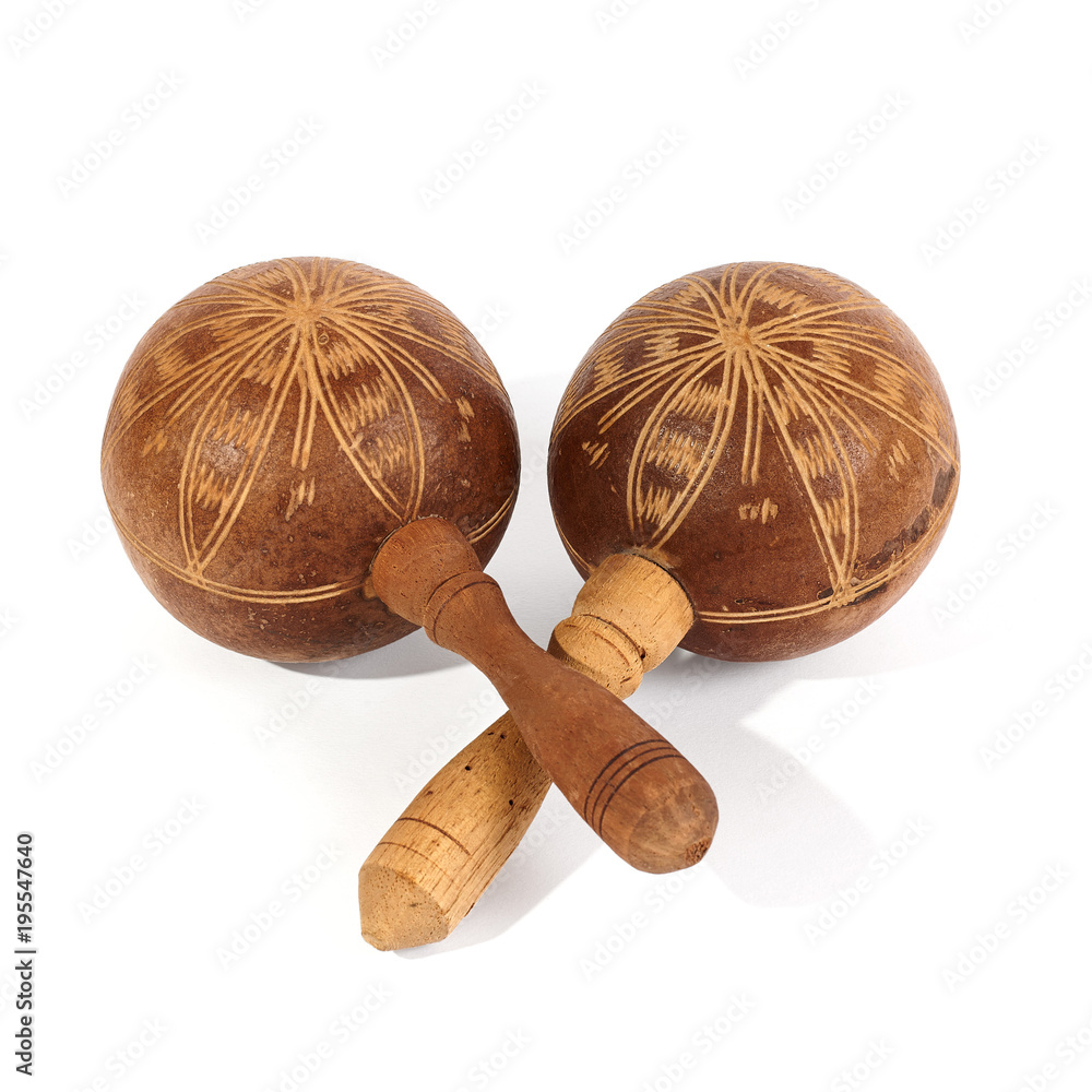 Cuban maracas. Traditional musical instrument made of natural materials  Stock Photo | Adobe Stock