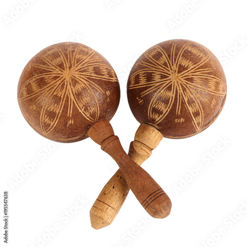 Cuban maracas. Traditional musical instrument made of natural materials