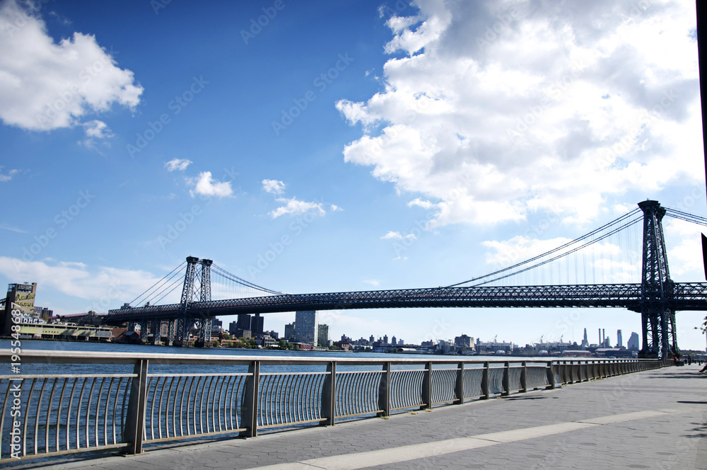 Williamsburg Bridge from East River Park in New York City