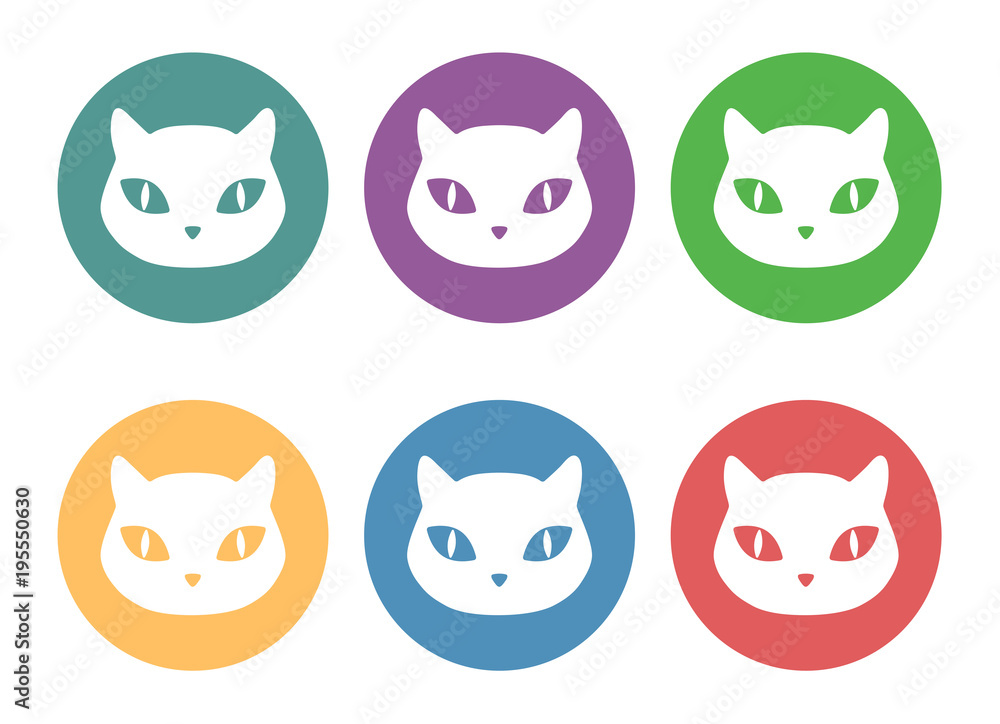 Cat head icons set Cat head icons set