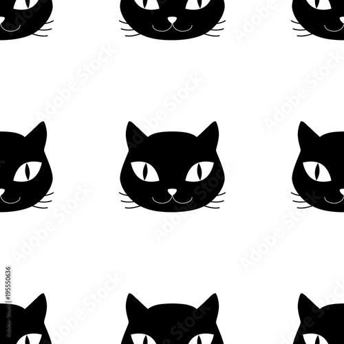 Fototapeta Naklejka Na Ścianę i Meble -  Cat heads seamless pattern