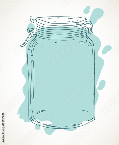 Hand drawn jar with water