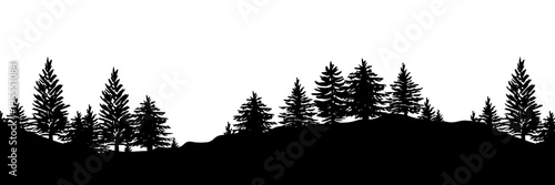 Forest trees silhouettes background