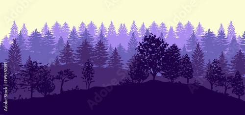 Forest trees silhouettes background