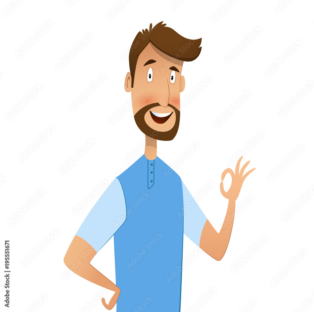 Excited man happy smile and shows ok Excited man happy smile and shows ok