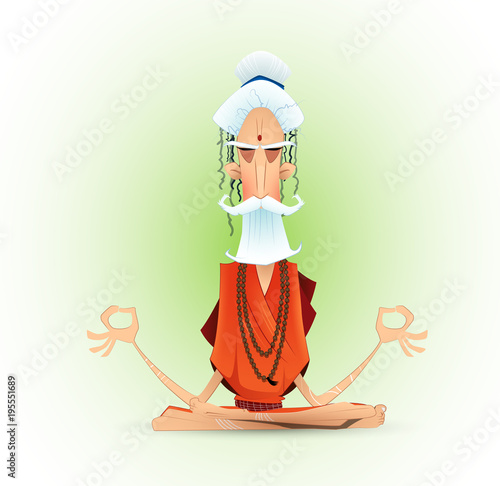 Holy yogi in deep concentration.