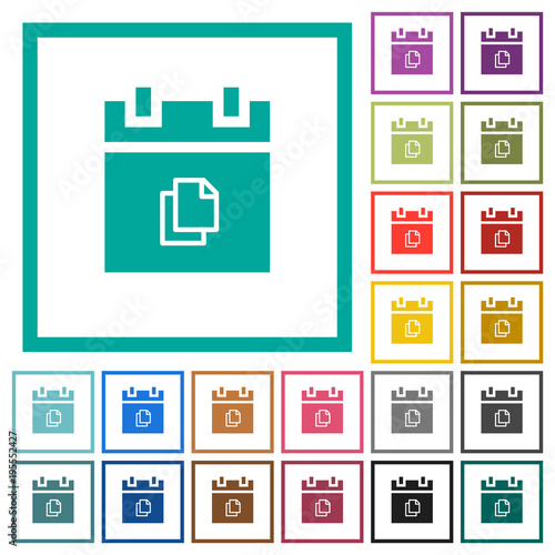Duplicate schedule item flat color icons with quadrant frames