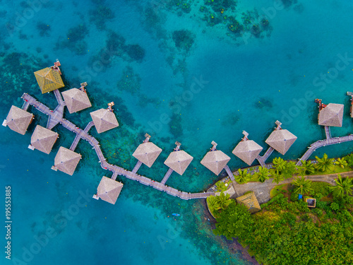 Aerial view of Polynesian bungalows