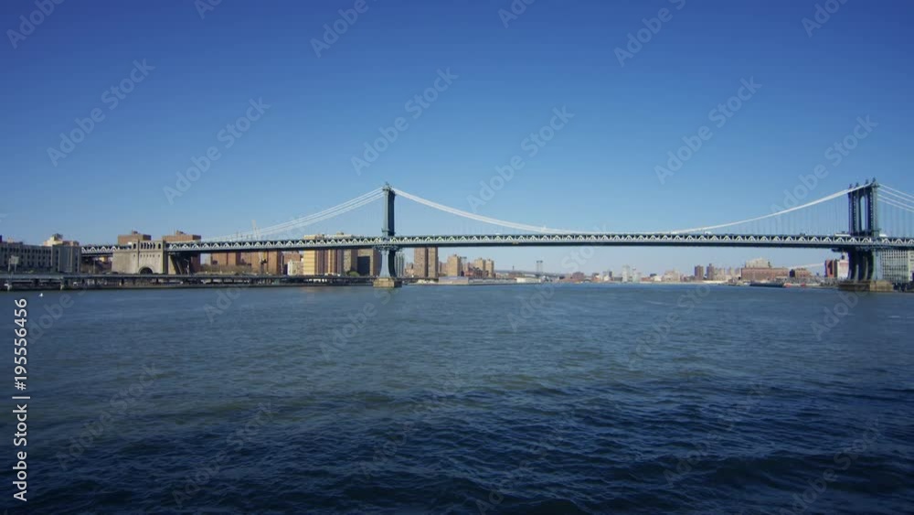 Panoramic view of Manhattan Bridge in New York City Panoramic view of Manhattan Bridge in New York City
