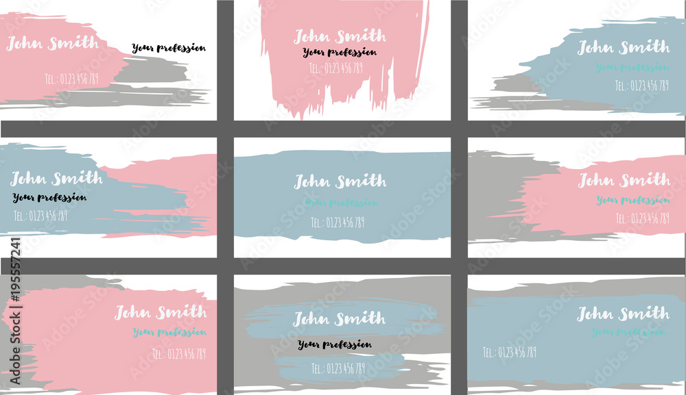 Purple, Blue Paint Shop Business Cards Template. Vector Artistic