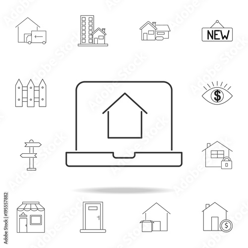Online house shopping icon. Set of sale real estate element icons. Premium quality graphic design. Signs, outline symbols collection icon for websites, web design, mobile app