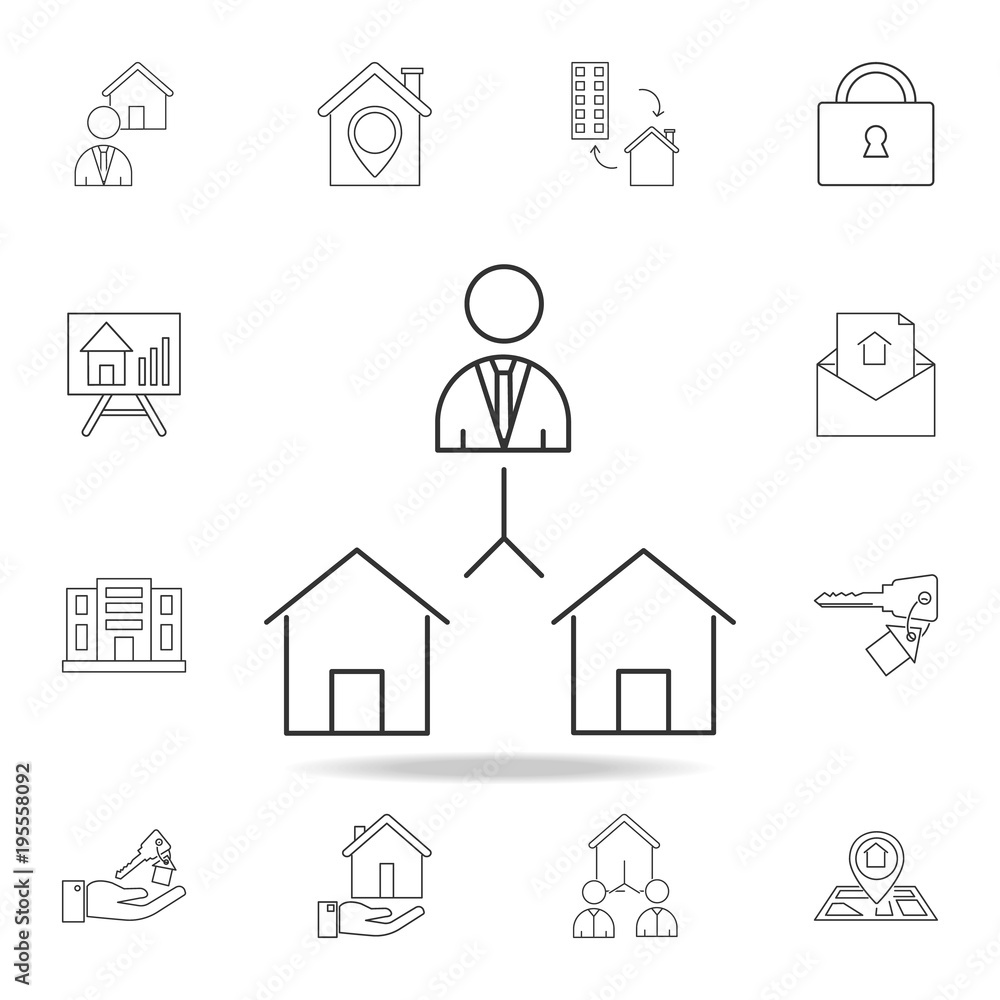 Fototapeta premium Real Estate - Select House Icon. Set of sale real estate element icons. Premium quality graphic design. Signs, outline symbols collection icon for websites, web design, mobile app