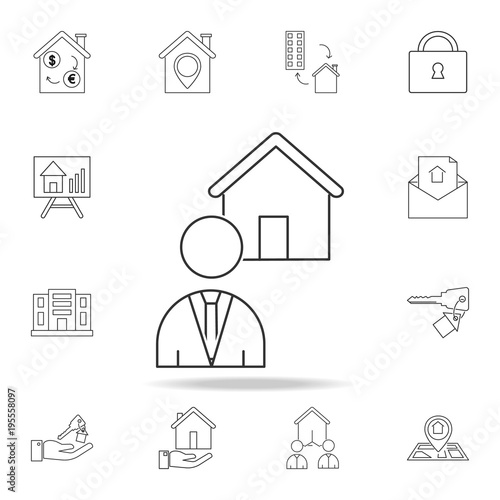 Realtor icon. Set of sale real estate element icons. Premium quality graphic design. Signs, outline symbols collection icon for websites, web design, mobile app