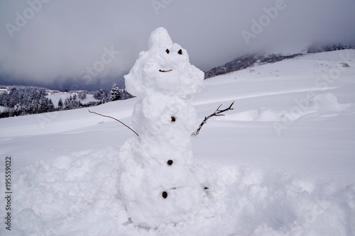 雪だるまを作る子供