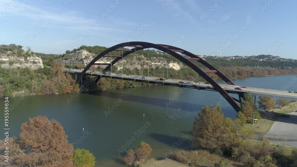 Aerial of the famous 360 bridge in Austin, Texas Aerial of the famous 360 bridge in Austin, Texas