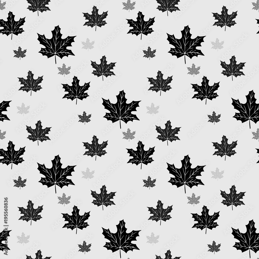 Black maple leaves seamless patern. Vector illustration. Black maple leaves seamless patern. Vector illustration.