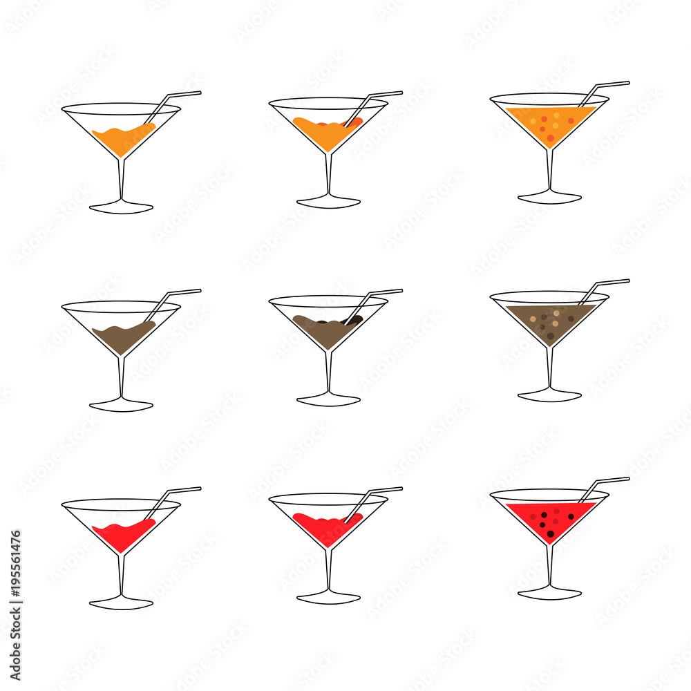 Line Drink glass icon set Line Drink glass icon set