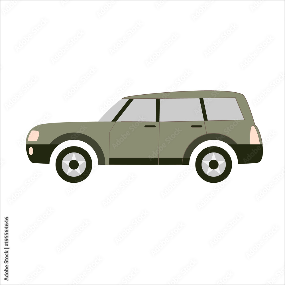 The car on the right. Vector flat illustration. The car on the right. Vector flat illustration.
