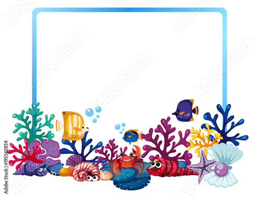 Border template with fish and coral reef