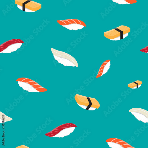 Sushi nigiri style random repeat pattern vector illustration, Seamless pattern