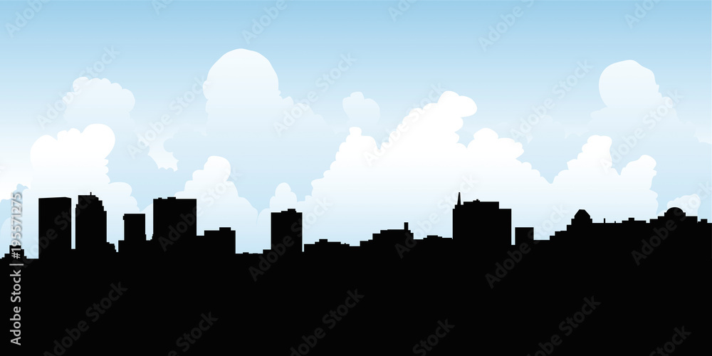 Skyline silhouette of the city of Winnipeg, Manitoba, Canada. 