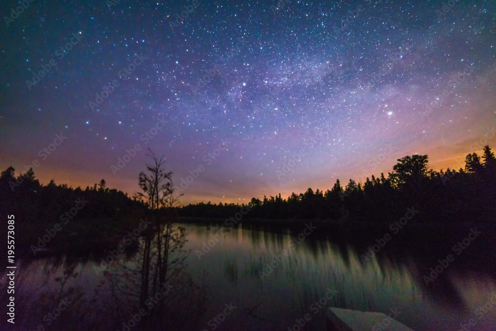 Lake reflecting with stars at night Lake reflecting with stars at night
