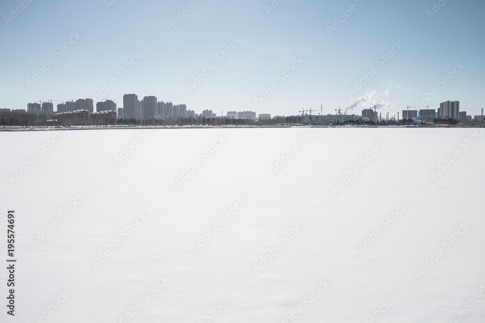 Cityscape after snow