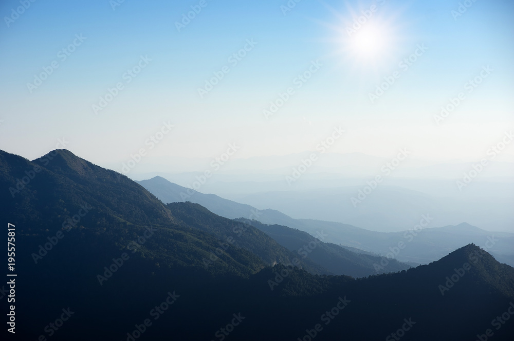 Obraz premium Mountain and sunset.