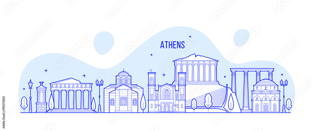Athens skyline Greece city buildings vector