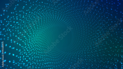 Abstract background of bright glowing particles and paths. © coffeemill