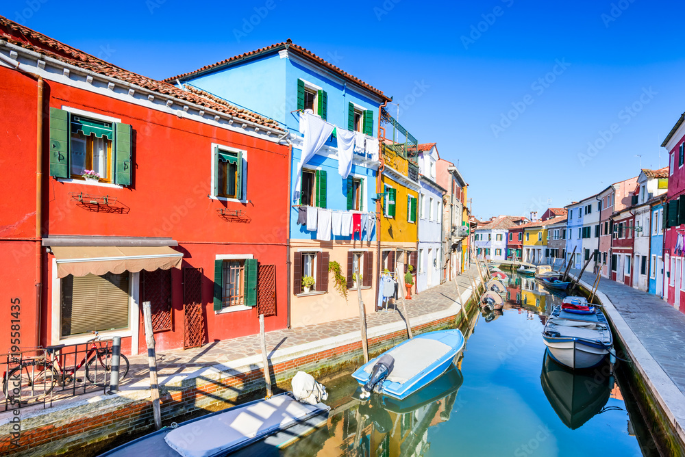 Burano, colorful water city in Venice, Italy