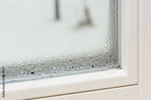 Deposition - Water drops on the window. photo