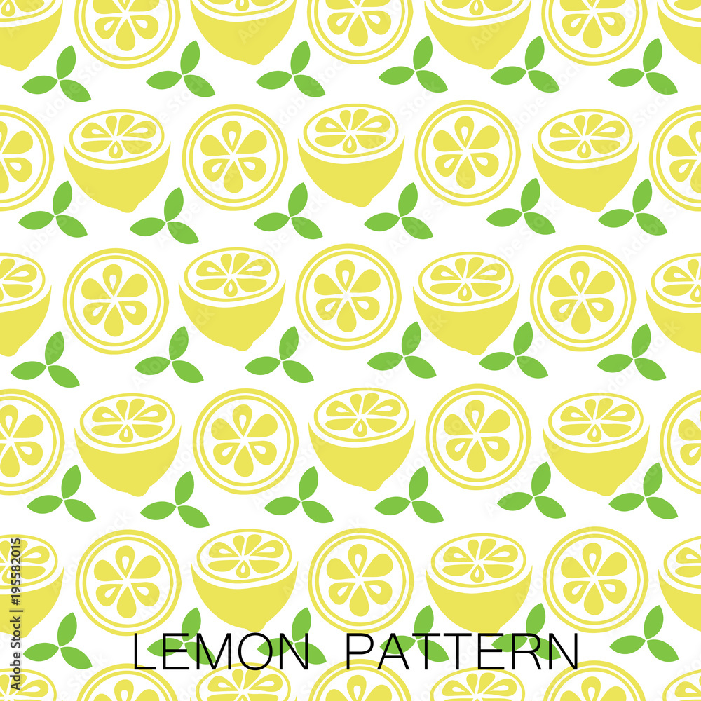 Vector design of seamless pattern yellow lemon lime flat simple style