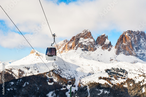 Val di Fassa ski resort in Dolomites, Italy