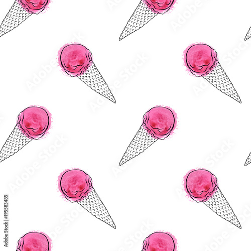 vector seamless pattern with ice creams