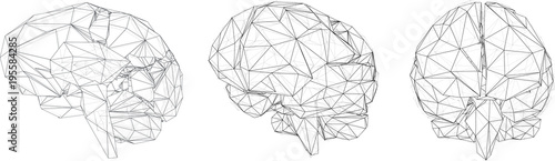 three-dimensional vector cyber brain. neural network mega-data processing, template interface design photo