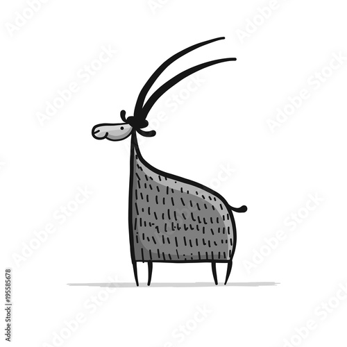 Funny goat, simple sketch for your design