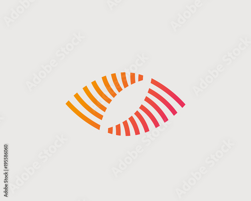 Abstract eye vector logo design. Creative camera shutter media symbol. Photo video control vision logotype.