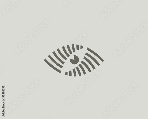 Abstract eye vector logo design. Creative camera shutter media symbol. Photo video control vision logotype.