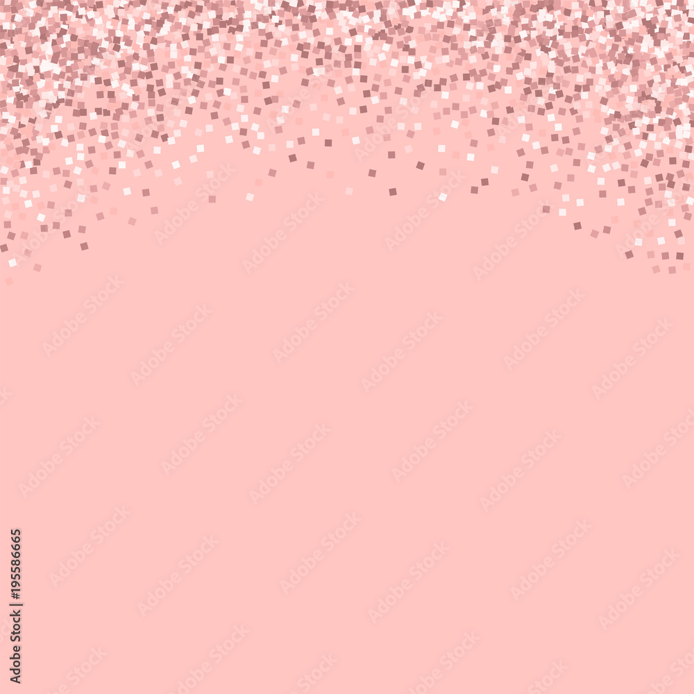 Pink gold glitter. Abstract top border with pink gold glitter on pink
